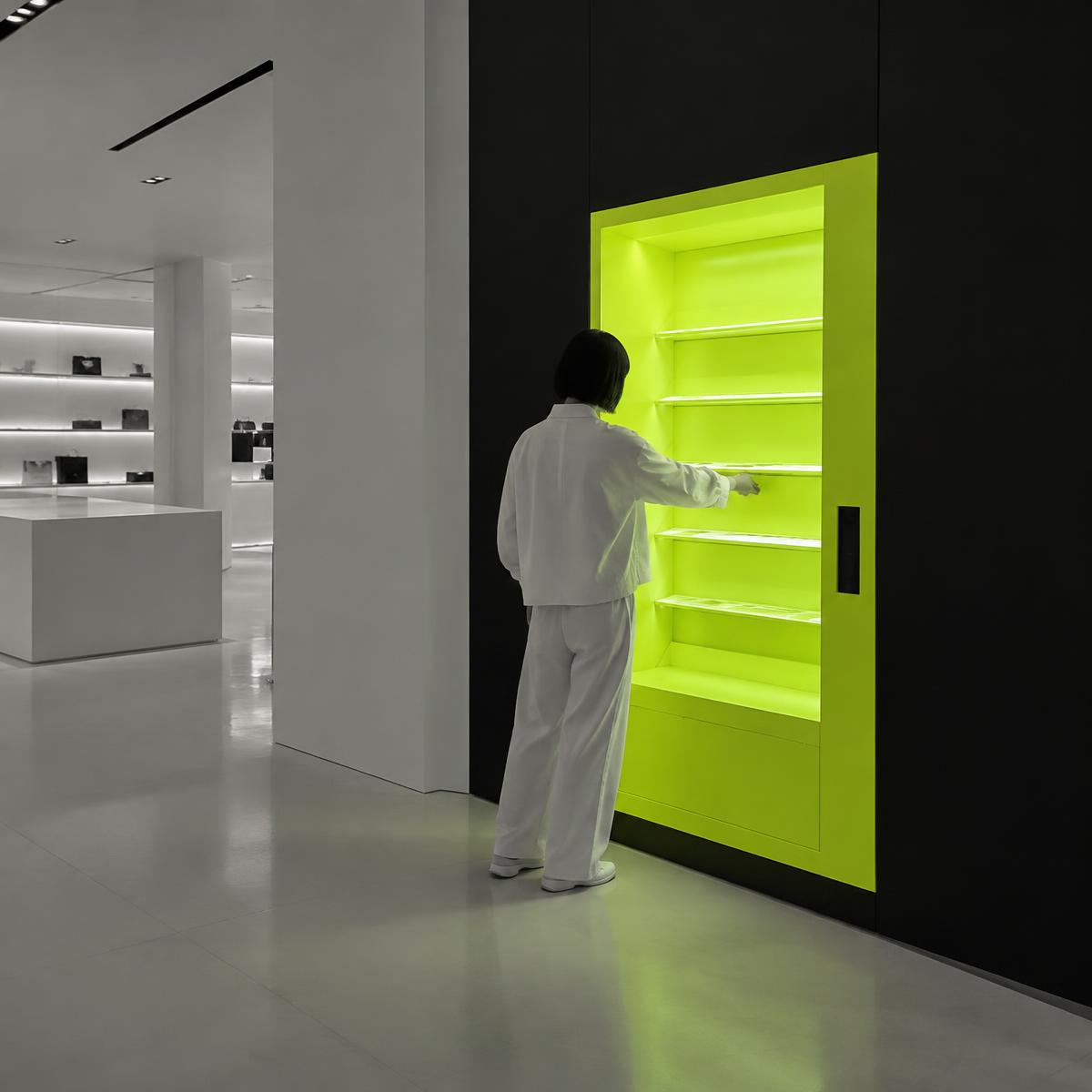 The Shelf That Fills Itself — conceptual luxury retail publicity idea